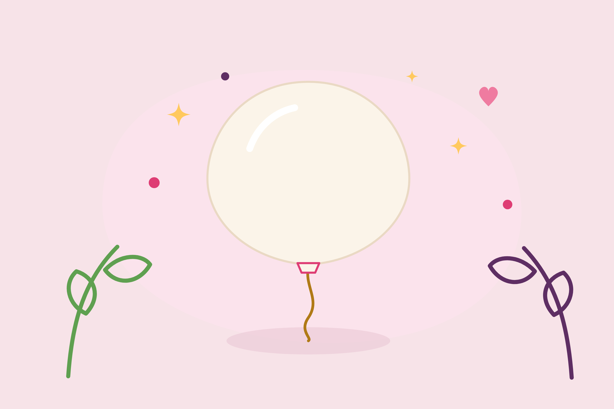 Un ballon crème gonflé, illustration à plat aux couleurs du Journal des Mamans