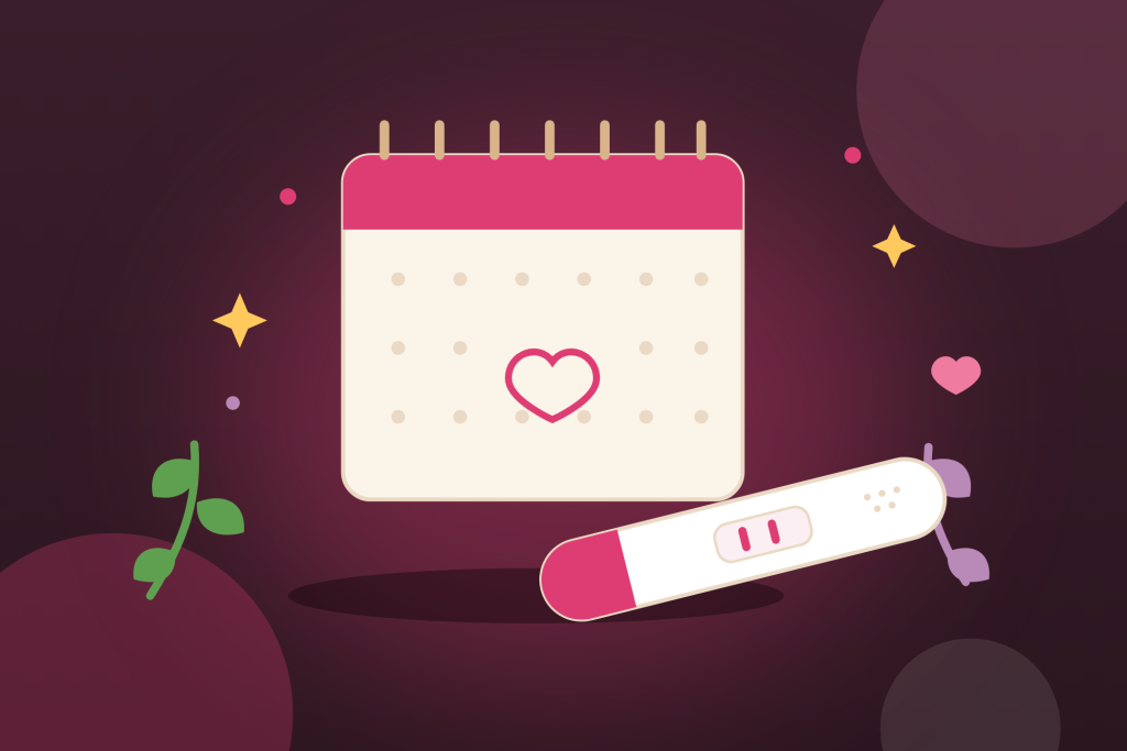 Un calendrier et un test de grossesse, illustration vectorielle douce
