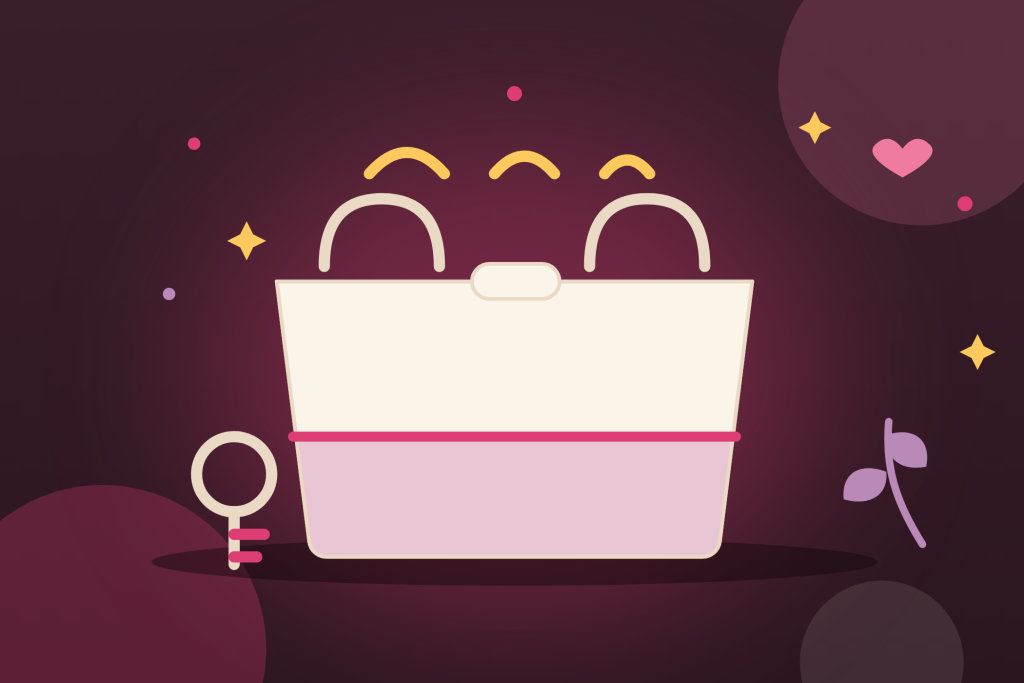 Illustration à plat d'un sac de maternité prêt et d'un trousseau de clés, pour le départ à la maternité